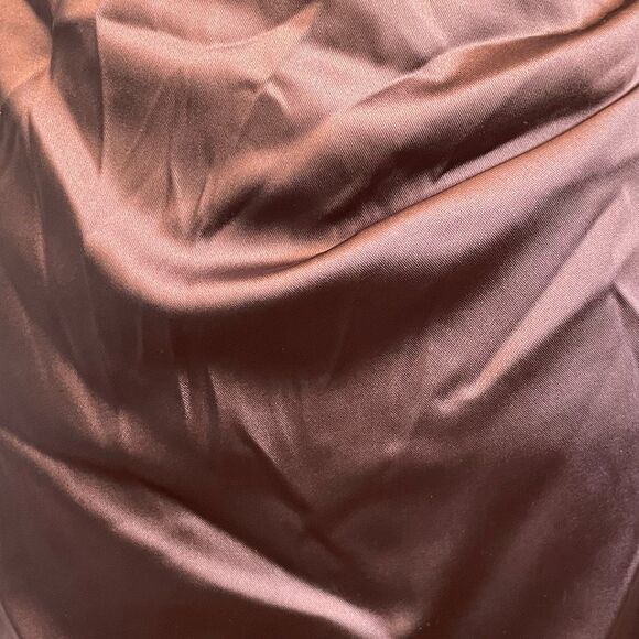 Adrianna Papell Ruched Draped Satin Column Evening Gown Taupe 4 - Picture 8 of 13